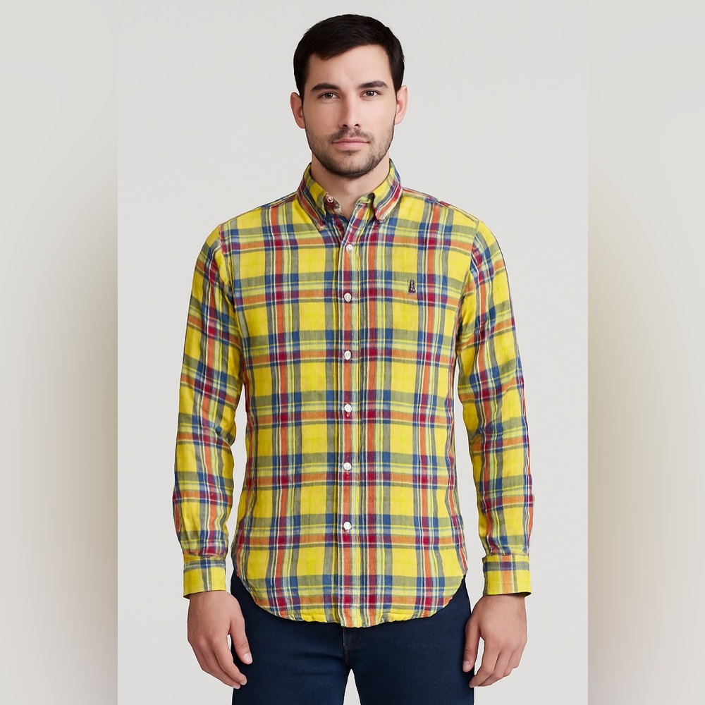 Ralph Lauren Yellow and Blue Plaid Shirt